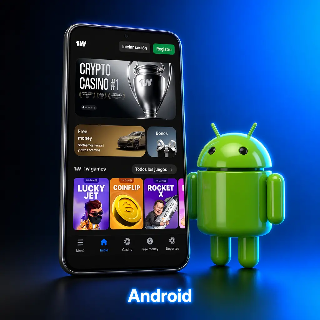 Descarga e instala la app de 1win para Android desde el archivo APK oficial en dispositivos con Android 5.0 o superior