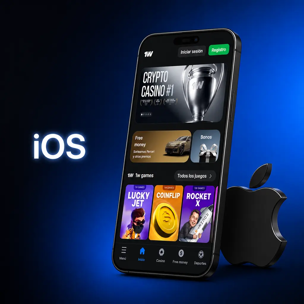 Descarga la app de 1win para iOS en iPhone e iPad desde la App Store, compatible con iOS 12.0 o superior.