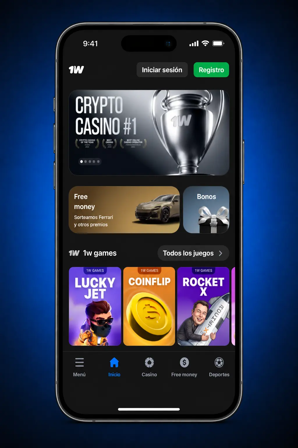 Captura de pantalla de la app de 1win para apuestas de baloncesto en Android e iOS