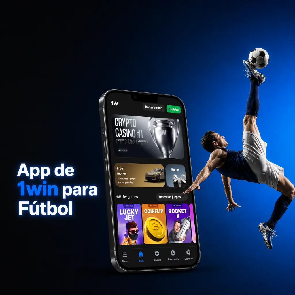 App móvil 1win para apuestas de fútbol disponible en Android e iOS con mercados en vivo y gestión de cuenta