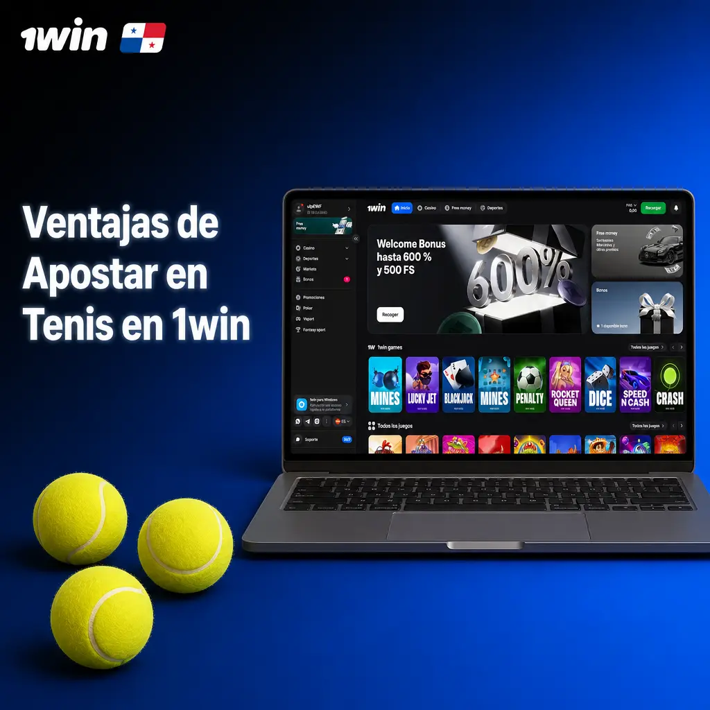 Ventajas de apostar en tenis en 1win: cuotas en vivo, streaming integrado y bono del 500% en Panamá
