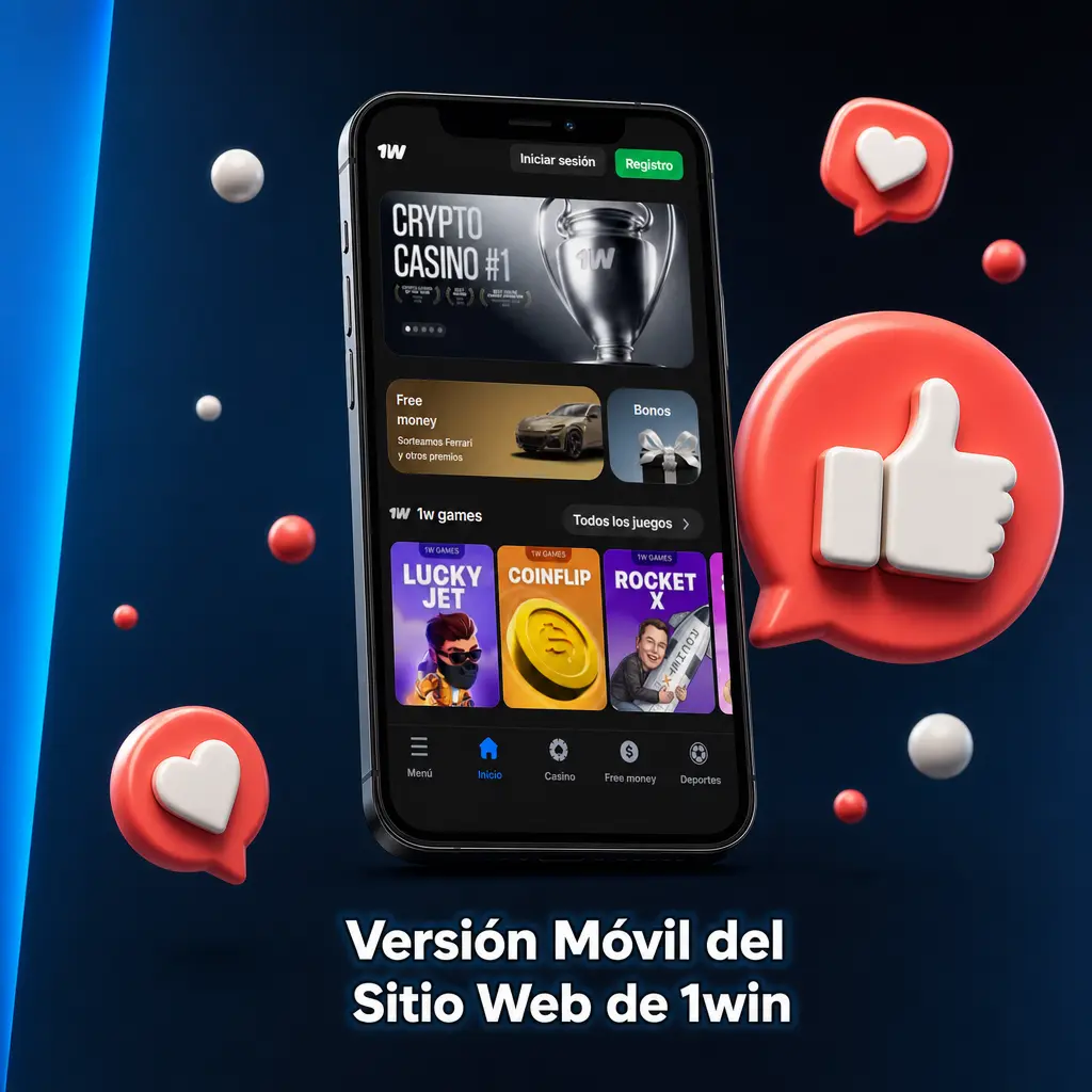 Interfaz del sitio web móvil de 1win optimizado para smartphones y tablets con apuestas y casino en Panamá
